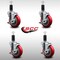 Service Caster 4'' SS Red Poly Swivel 1-1/4'' Expanding Stem Caster Set with Brake, 4PK SCC-SSEX20S414-PPUB-RED-TLB-114-4 - alternate 4